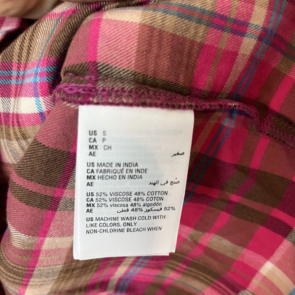 NWT On 34th Women's Festive Plaid Ruffle-Neck Flannel Shirt Small 183 - Picture 3 of 7